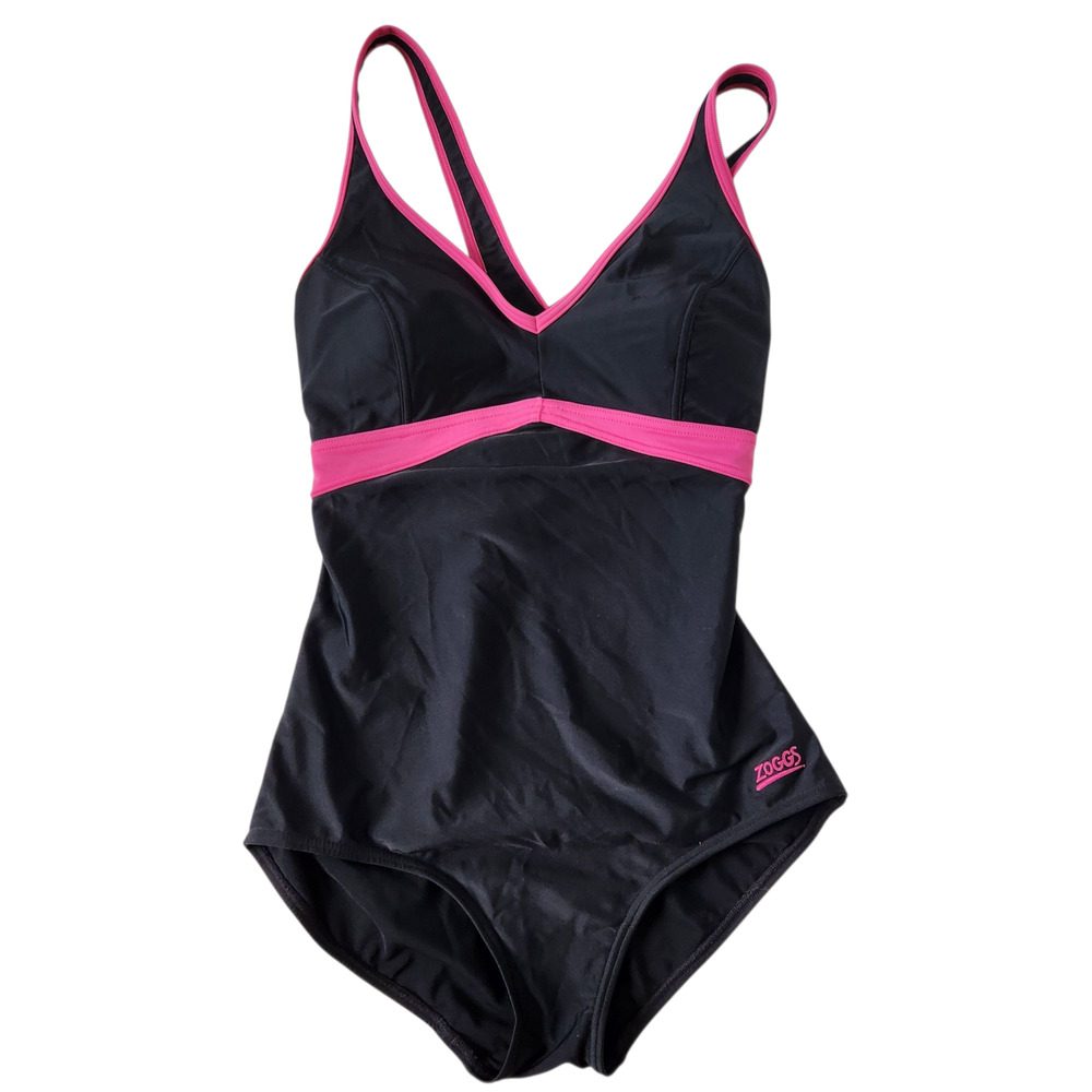 Zoggs Swimsuit Black Pink UK SIZE 14/38 Australian 14 One Piece Bathing Suit